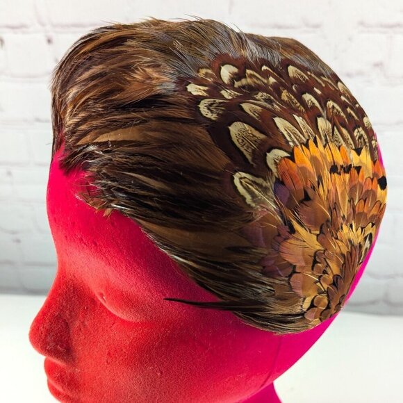 Vintage Linda Farrell Pheasant Fascinator Headband Hat main image 8